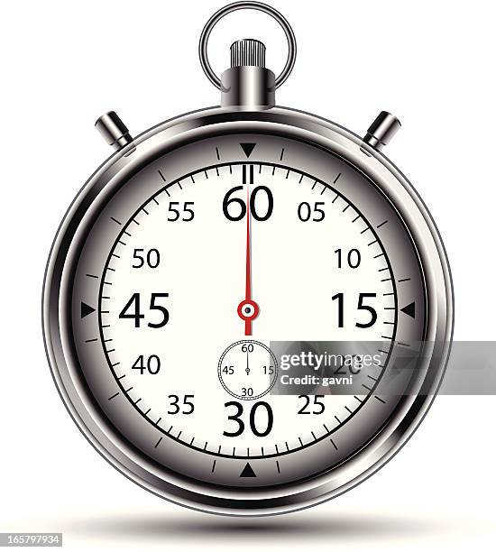 a chrome stopwatch on a white background - thrift store stock illustrations