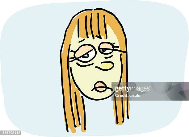 sick female portrait - face pack stock illustrations