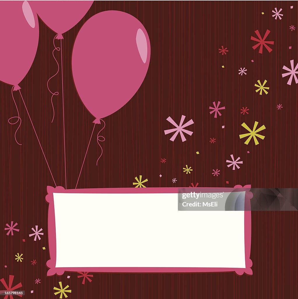 Pink balloons with placard