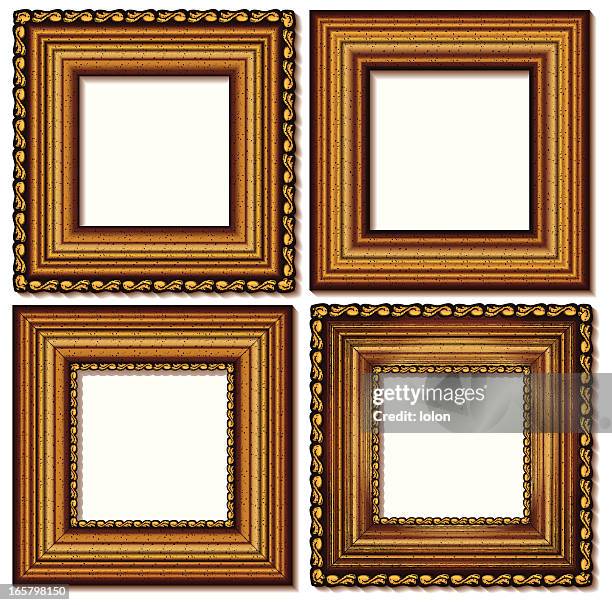 four isolated golden frames - gold leaf stock illustrations
