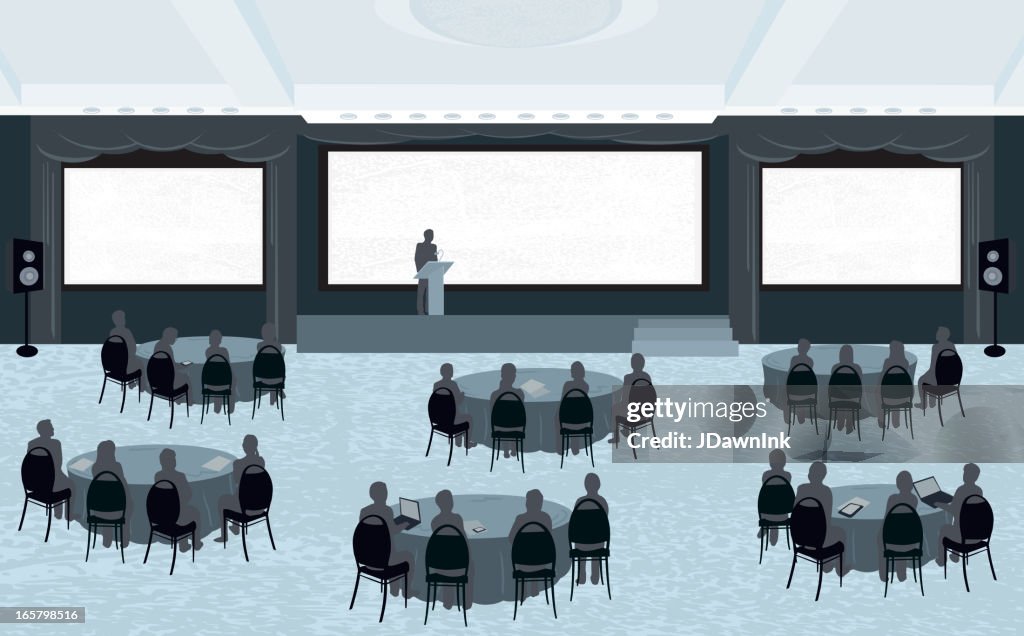 Large conference with three screens