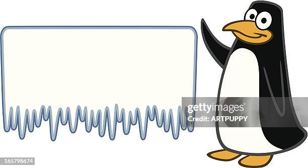 penguin with sign - penguin stock illustrations