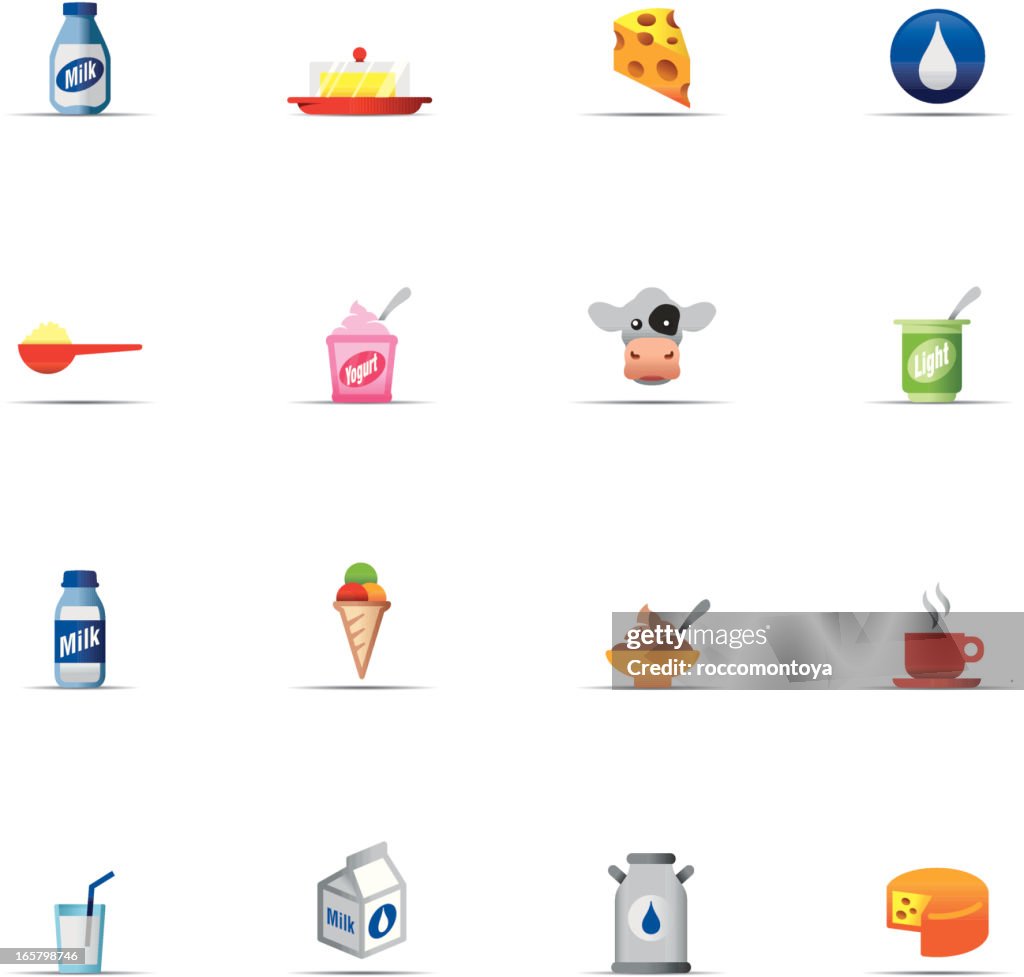 Icon Set, Dairy Product Color