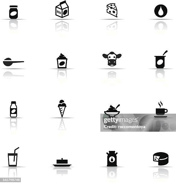 icon set, dairy product color - yogurt container stock illustrations