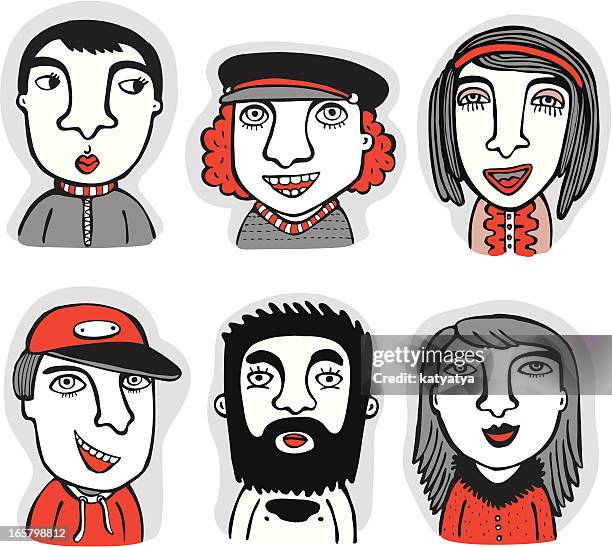 characters set - funny facial hair stock illustrations