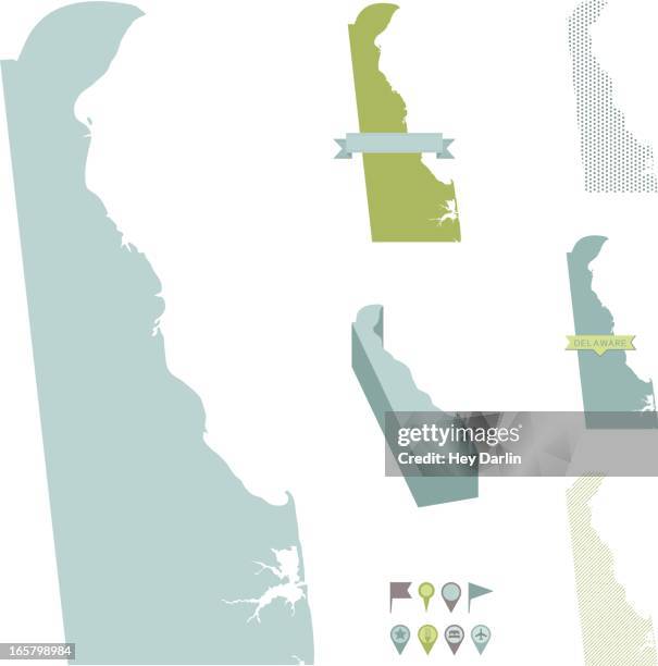 delaware state maps - delaware stock illustrations