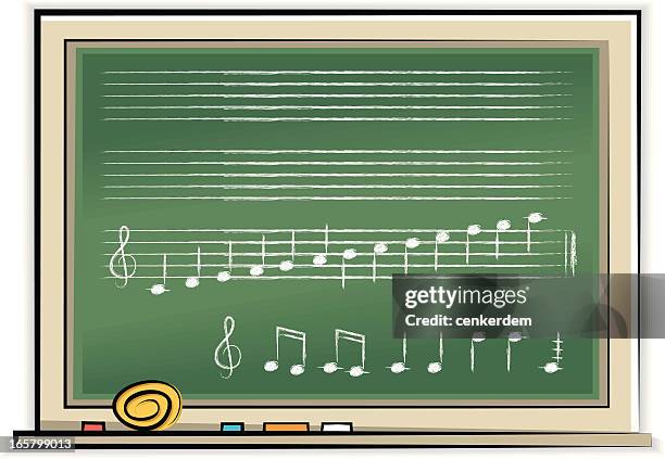 blackboard with notes - music class stock illustrations