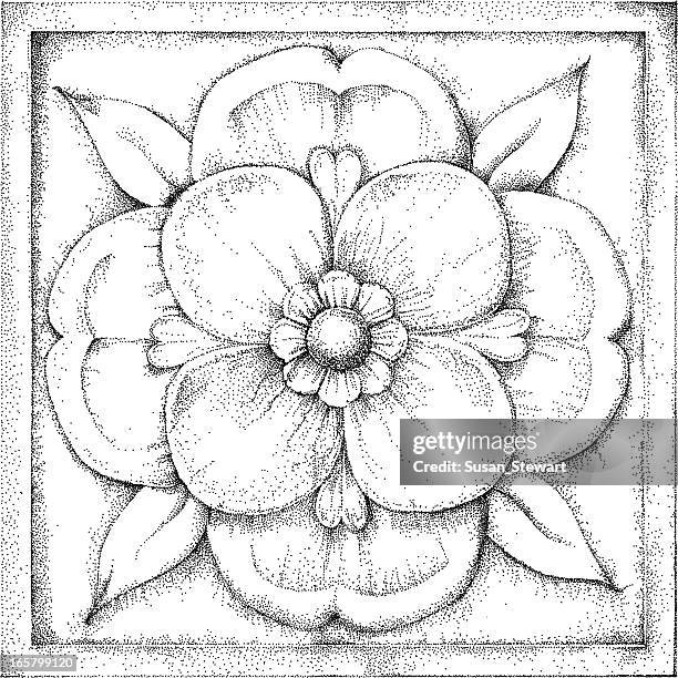 ilustraciones, imágenes clip art, dibujos animados e iconos de stock de rose ilustración, stippled. - tudor