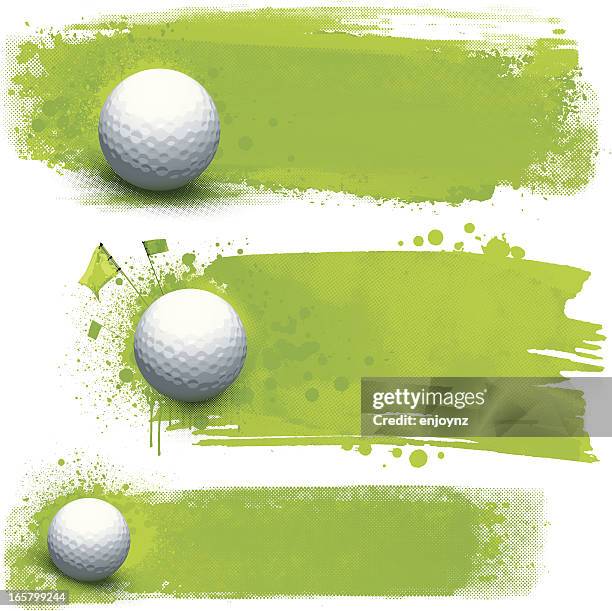 golf grunge banners - golfflagge stock-grafiken, -clipart, -cartoons und -symbole