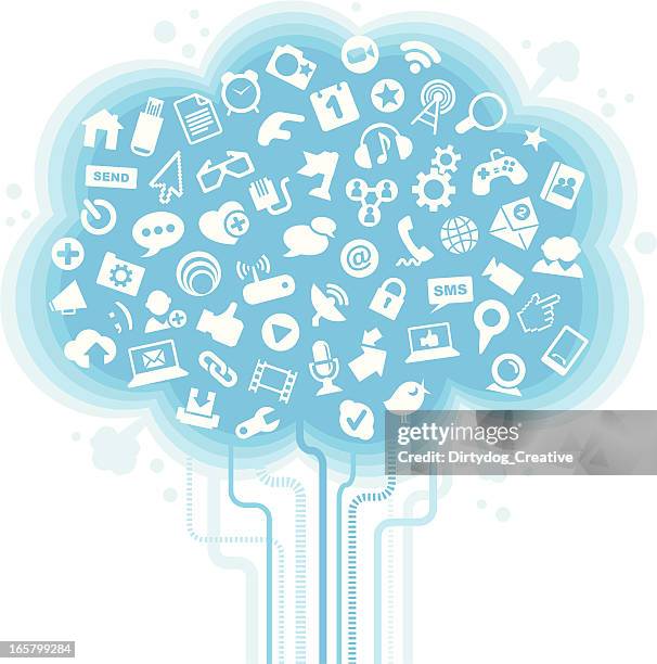 social media cloud - storage solutions stock illustrations