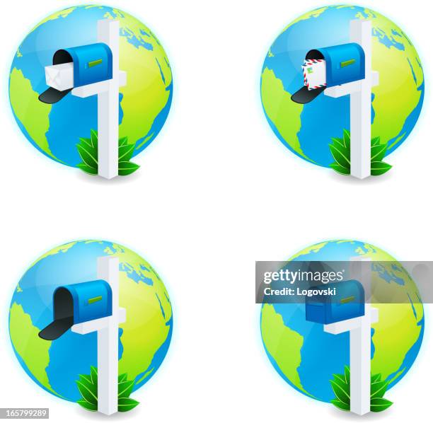 mail icons - mailbox open stock illustrations