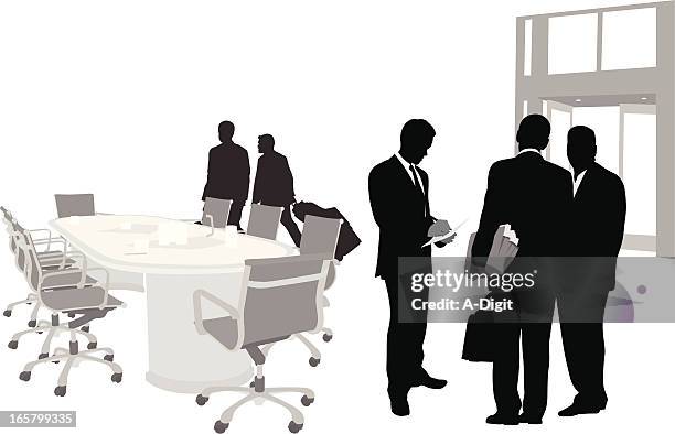 talking notes vector silhouette - board room door stock illustrations