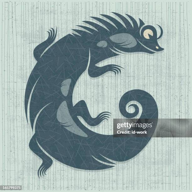 lizard silhouette - bearded-dragon stock illustrations