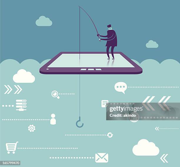phishing - man touching face stock illustrations