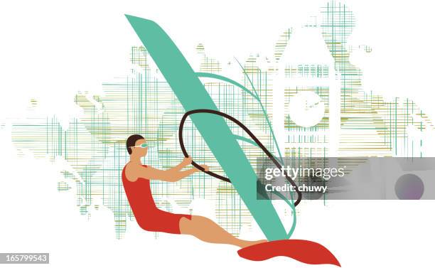 . sailing - windsurfing sail stock illustrations