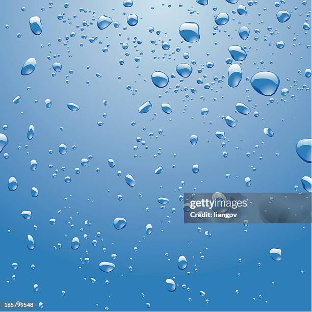 water bubbles spread in a light blue background - blowing bubbles stock illustrations
