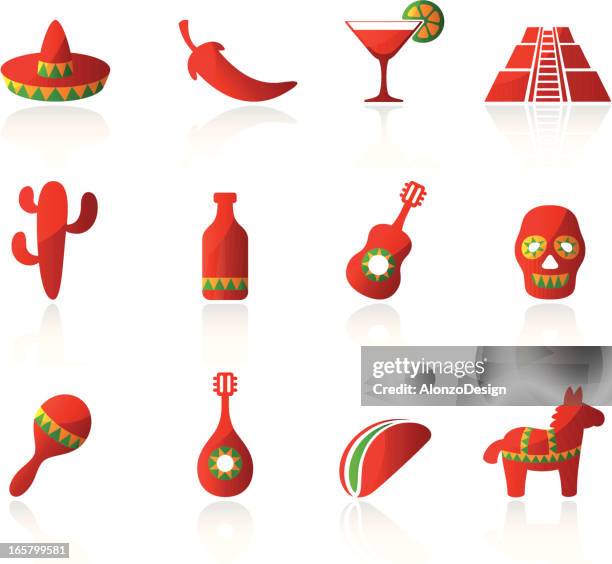 mexican icons - inca musical instrument stock illustrations