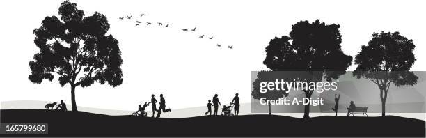 stockillustraties, clipart, cartoons en iconen met parkland vector silhouette - vogel silhouet