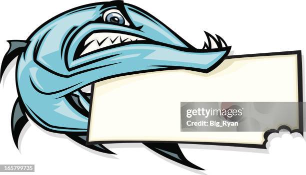 barracuda sign - bite mark stock illustrations