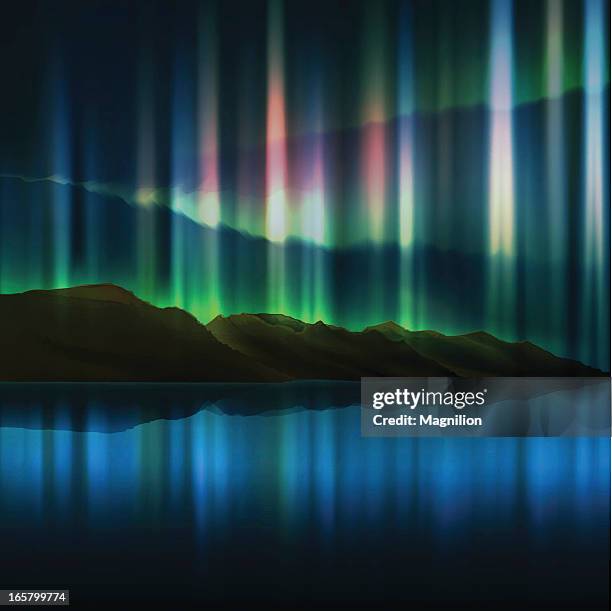 northern lights - aurora borealis stock illustrations