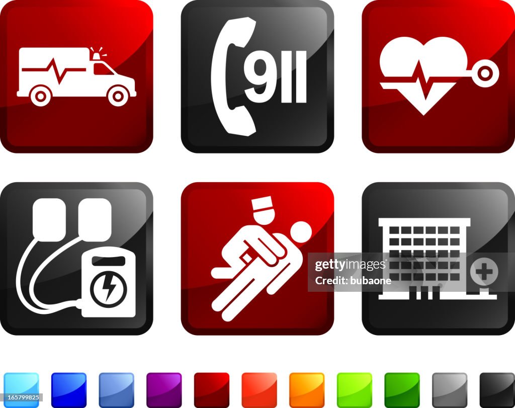 Emergency Room and Hospital Services vector icon set stickers