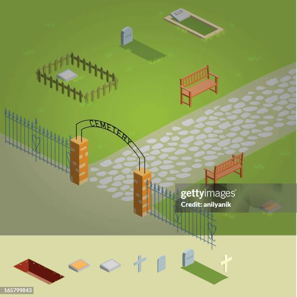 cemetery - stone path stock illustrations