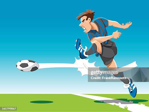 soccer player powerful shot - football team vector stock illustrations