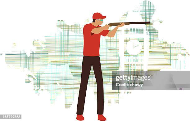 . shooting - indoor shooting range stock illustrations