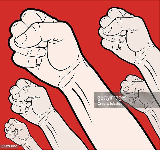 revolutionary hands - strike protest action stock illustrations