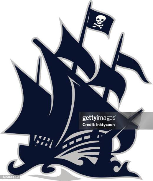 ilustraciones, imágenes clip art, dibujos animados e iconos de stock de pirate barco - tall ship