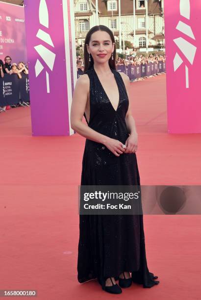 Actress Emilia Clarke attends the "The Pod Generation" premiere during the 49th Deauville American Film Festival on September 03, 2023 in Deauville,...