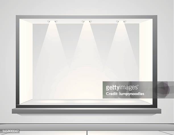 sichtfenster - präsentation hinter glas stock-grafiken, -clipart, -cartoons und -symbole