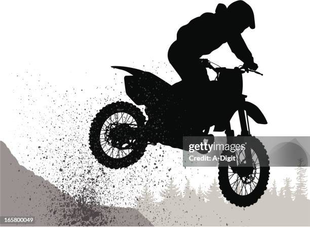 mud'n bike vector silhouette - extreme terrain stock illustrations