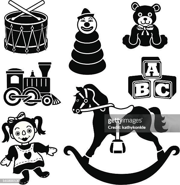 ilustraciones, imágenes clip art, dibujos animados e iconos de stock de baby's toys - osito de peluche