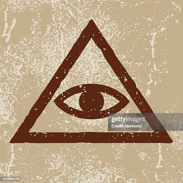 ancient symbols: eye in pyramid - pyramid with eye stock illustrations