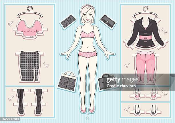 paper doll - paper doll clothes stock illustrations