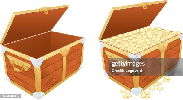 vector treasure chest - opening trunk stock illustrations