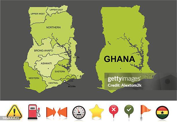 ghana navigation map - ghana map stock illustrations