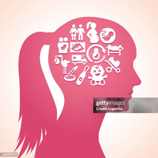 pregnancy thoughts - concerned parent stock illustrations
