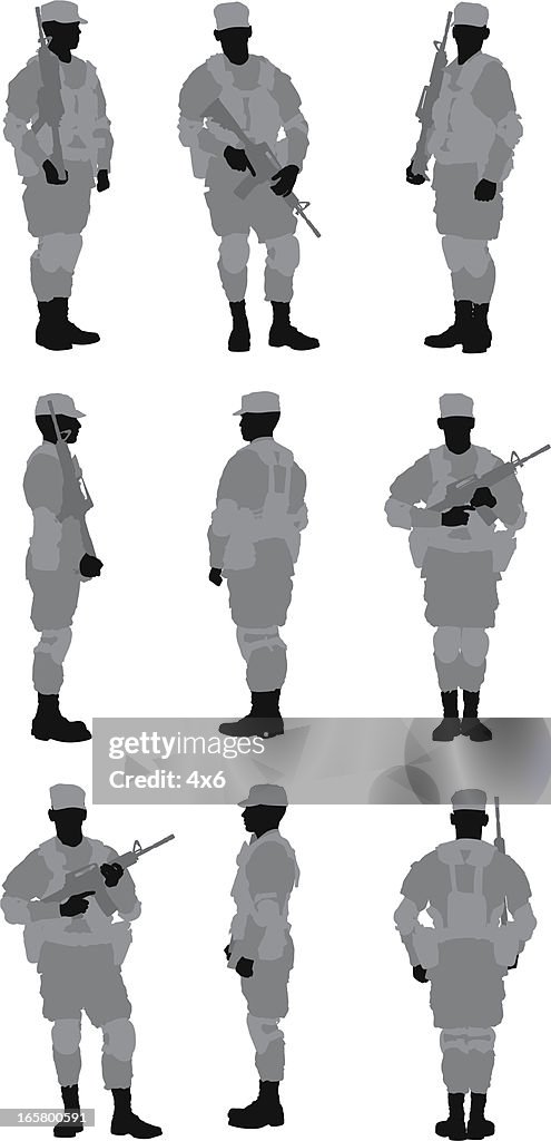 Mehrere Bilder eines army soldier