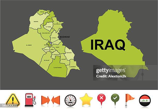 iraq navigation map - caution flag stock illustrations
