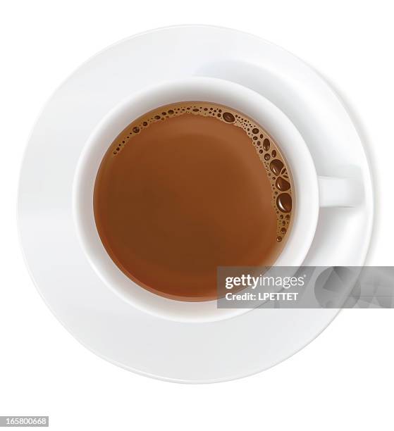 ilustraciones, imágenes clip art, dibujos animados e iconos de stock de café-ilustración vectorial - cup of tea from above