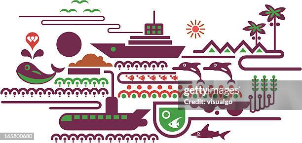 ocean elements - shark pattern stock illustrations