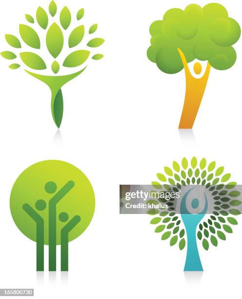 people tree - three people icon stock illustrations