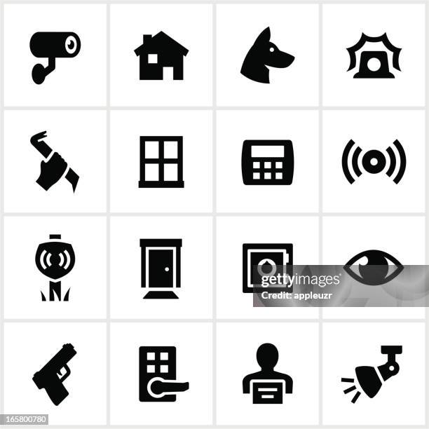 bildbanksillustrationer, clip art samt tecknat material och ikoner med black home security icons - fönster