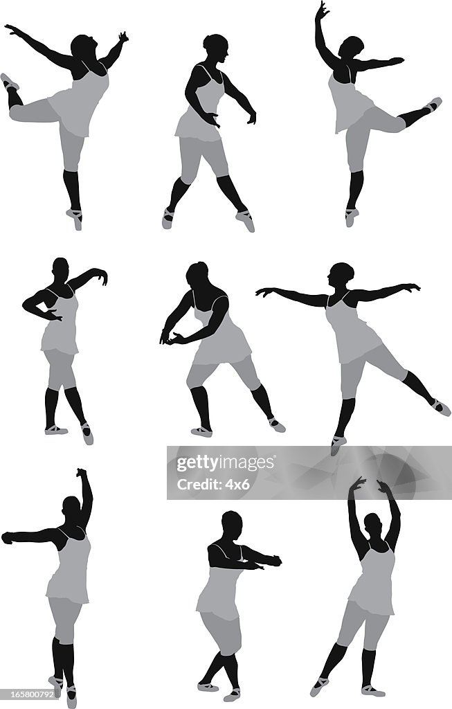 Multiple images of a woman dancing