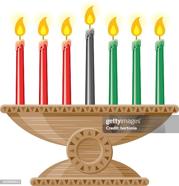 kwanzaa candles (mishumaa saba) - kwanzaa stock illustrations