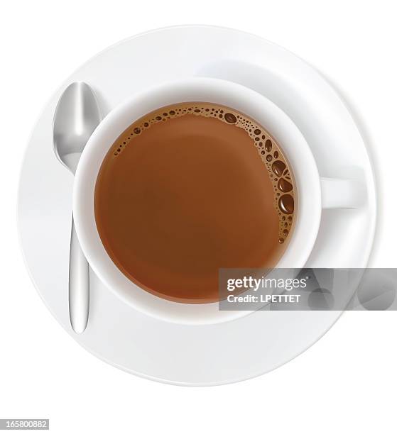 coffee - vector illustration - cup of tea from above stock illustrations
