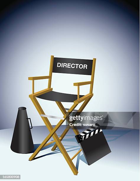 bildbanksillustrationer, clip art samt tecknat material och ikoner med director chair movie slate megaphone - director chair