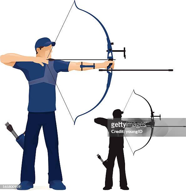 ilustraciones, imágenes clip art, dibujos animados e iconos de stock de tiro con arco - arrow bow and arrow
